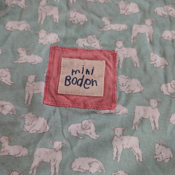 Mini Boden Mint Lamb And Purple Striped Drawstring Bags (Z2) - Picture 3 of 4